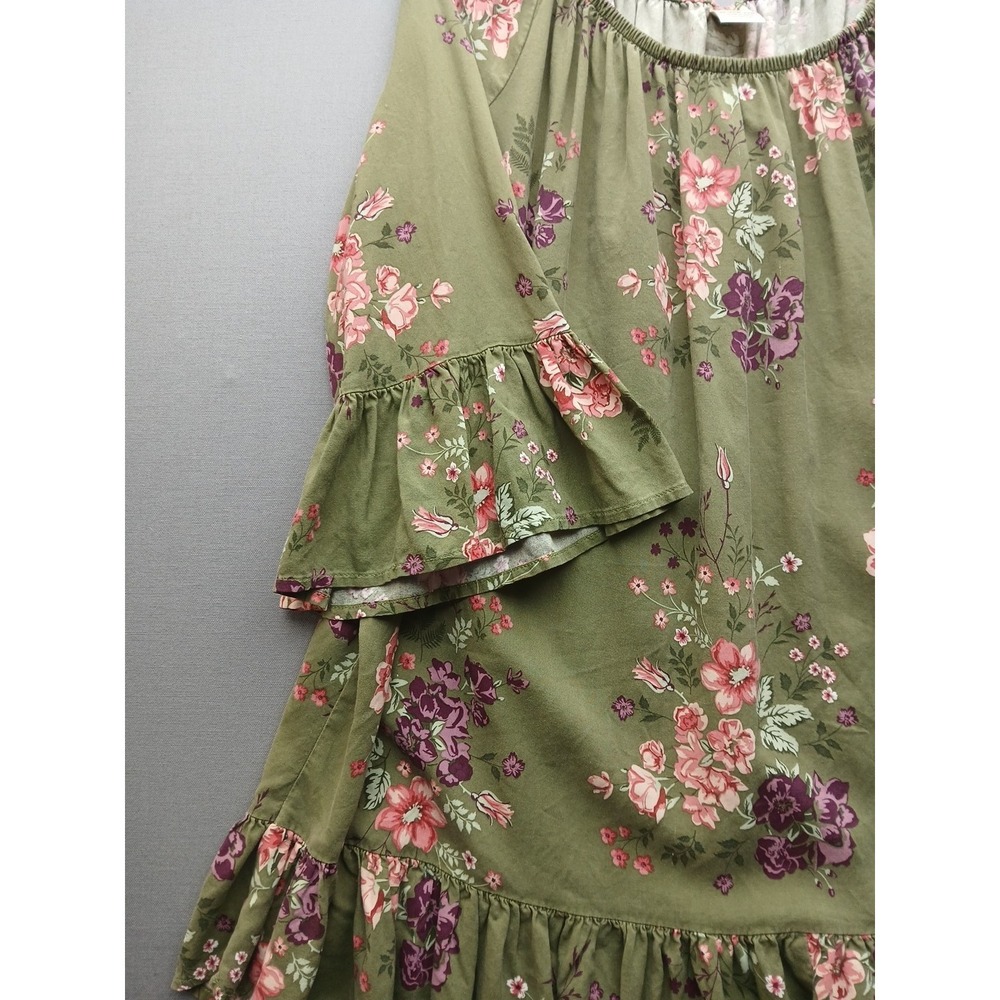 Ladies terra & sky 2x tunic top Boho Style 3/4 Sleeve Green Floral - Picture 5 of 16
